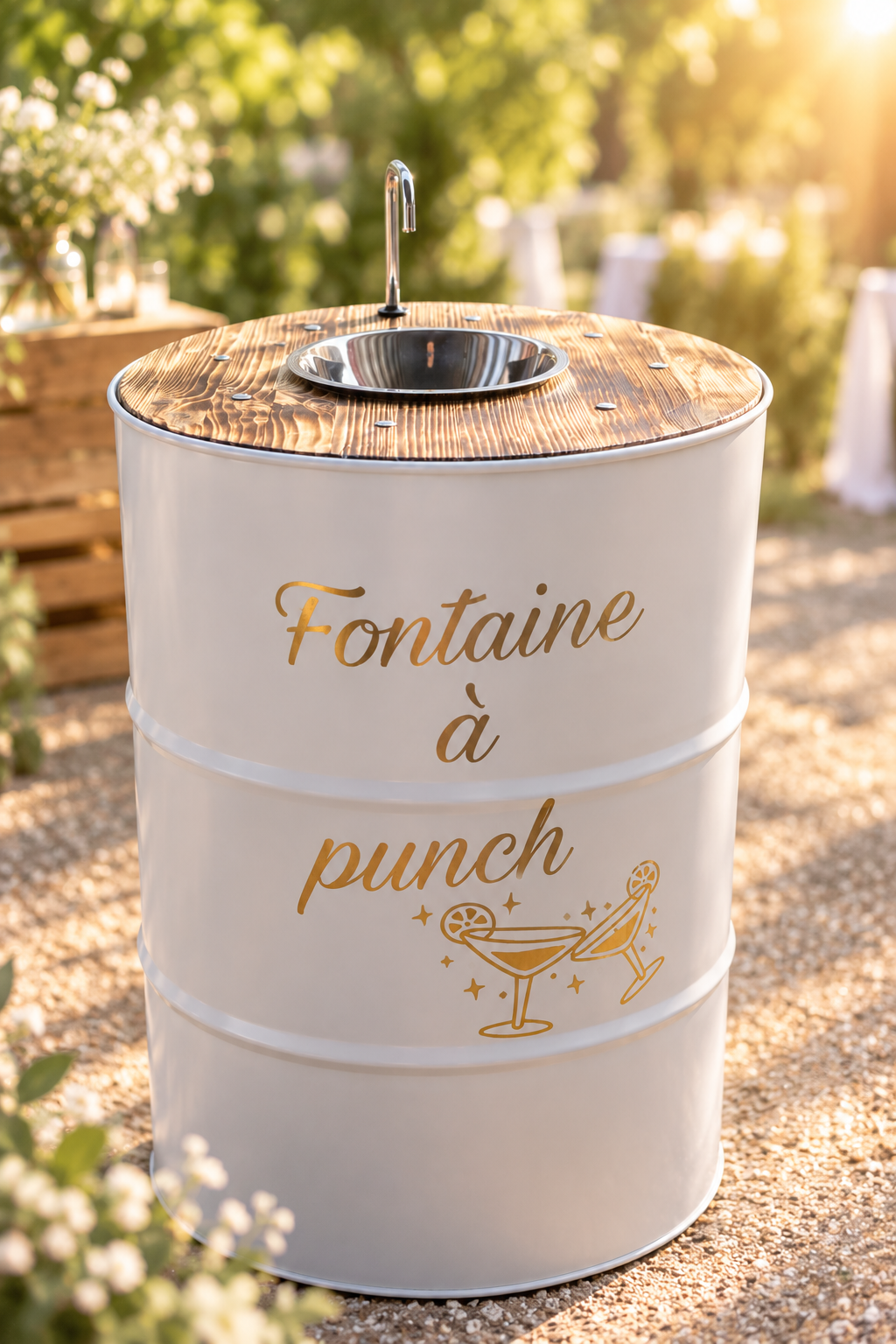 Fontaine à punch blanche or