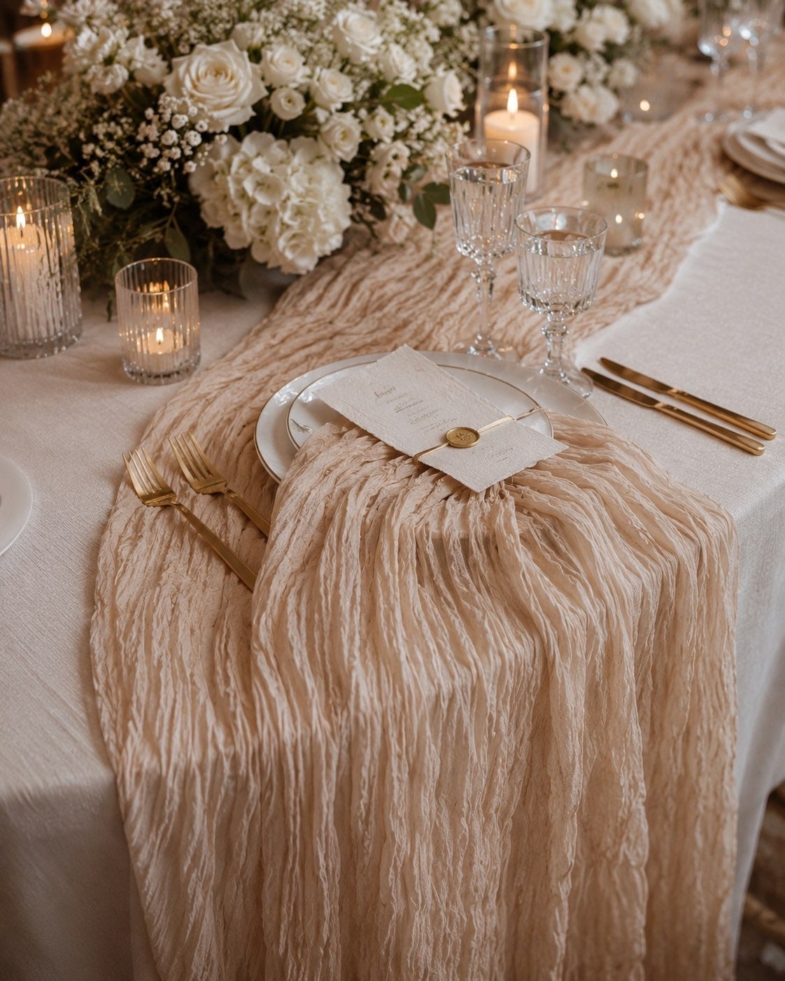 Chemin de table beige
